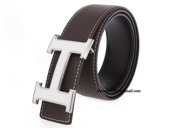 Hermes 2014 Classic Stripe Leather Reversible Belt Enamel Buckle